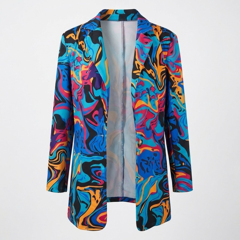 SHEIN Colorful Abstract Blazer